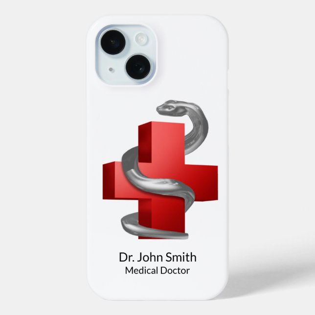 Silver Serpent Snake Red Medical Cross Symbol Case-Mate iPhone Case (Back)