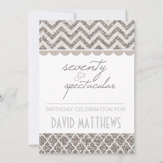 Silver Seventy and Spectacular Birthday Invite (Front)