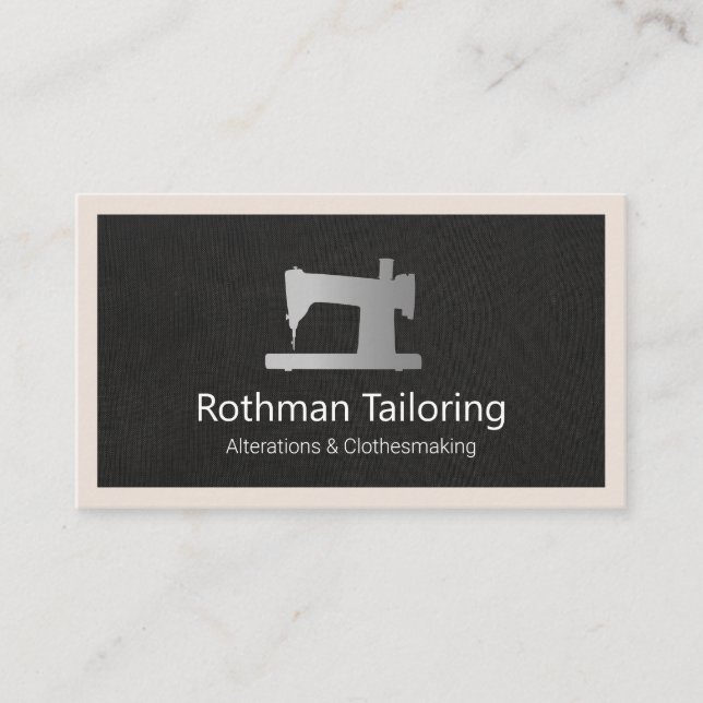 Silver Sewing Machine Tailor or  Seamstress Calling Card (Front)