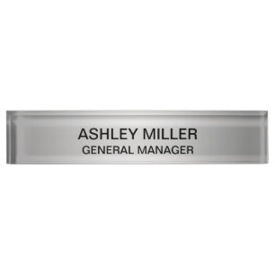 Silver Shades & Black Text Desk Name Plate