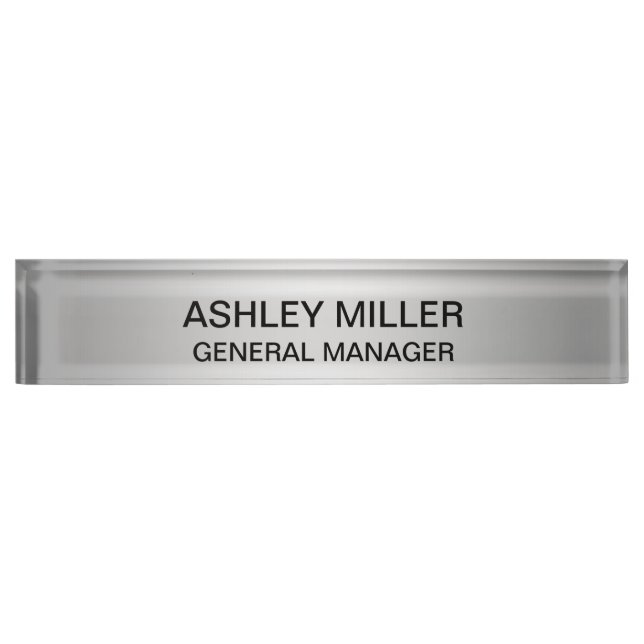Silver Shades & Black Text Desk Name Plate (Front)