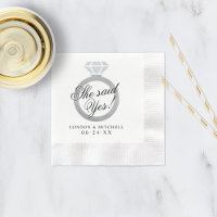 Silver She Said Yes Diamond Ring Wedding