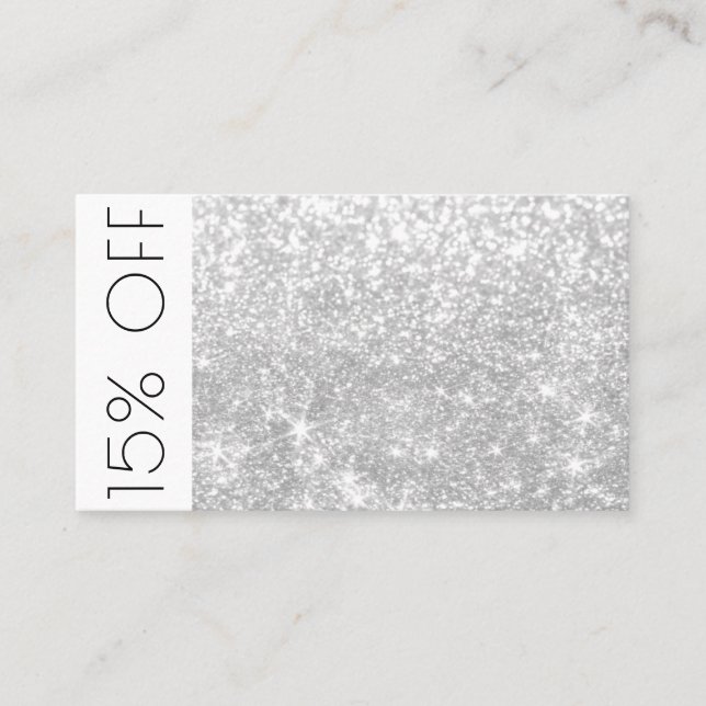 Silver Shimmer and Sparkle Discount 15% Card (Front)