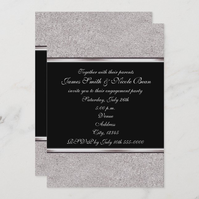 Silver Shimmer & Black Elegant Event Invitations (Front/Back)
