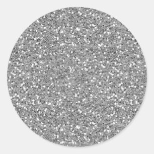 Silver Shimmer Glitter Classic Round Sticker