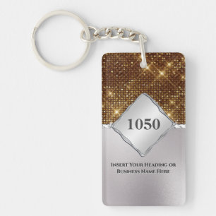 Silver shimmer gold sequin sparkle DIY both sides Key Ring
