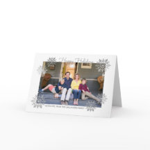 Silver Shimmering Chic Snowflake Holiday Photo