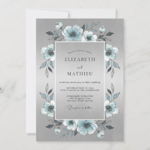 Silver Shimmering Winter Wedding Invitation