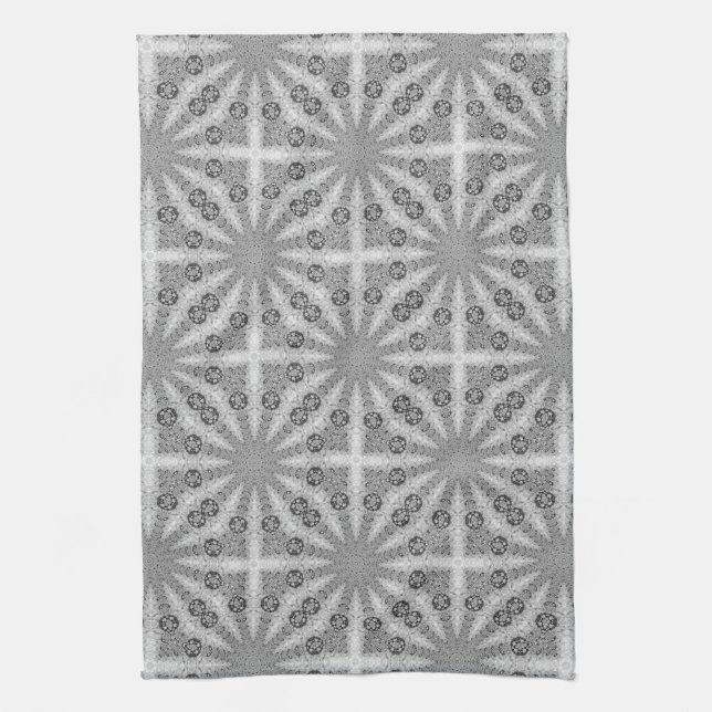 Silver Shine GeoSquare Pattern Kitchen Tea Cloth (Vertical)