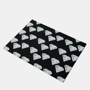 Silver shiny diamonds on black doormat