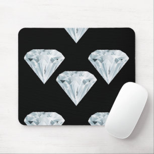 Silver shiny diamonds on black mouse pad
