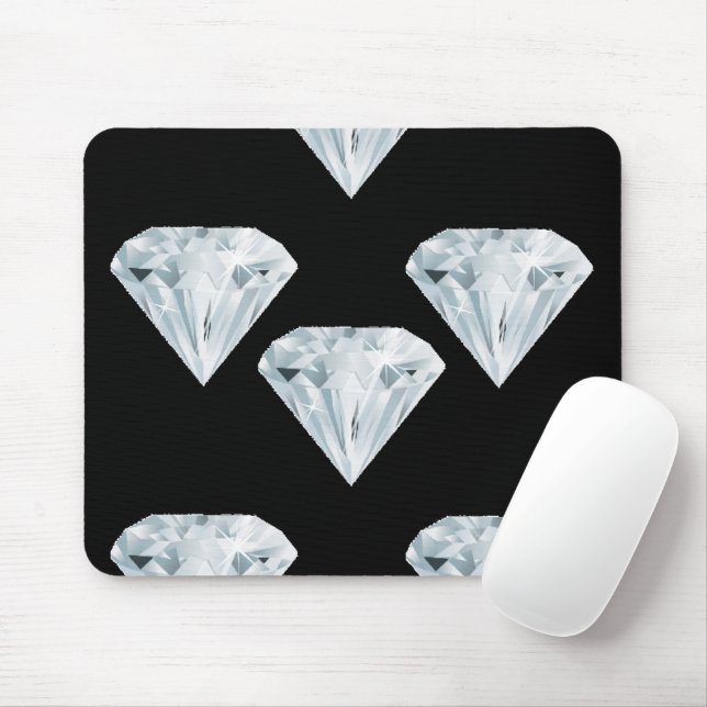 Silver shiny diamonds on black mouse pad (With Mouse)
