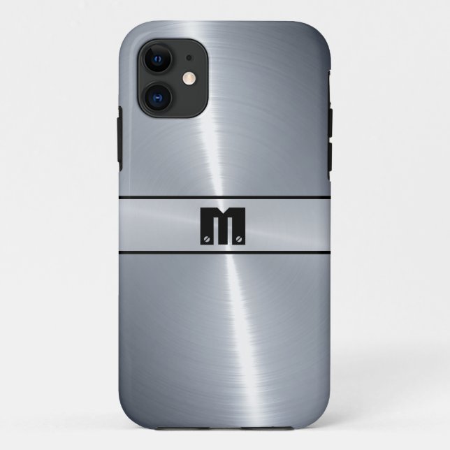 Silver Shiny Stainless Steel Metal 12 Case-Mate iPhone Case (Back)