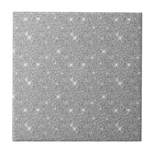 Silver Shiny Stars Lovers Brilliant Sparkle girl Ceramic Tile