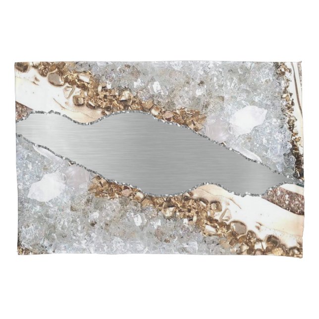Silver Shiny Stone Glitter Pillowcase (Front)