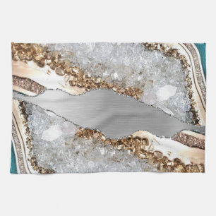 Silver Shiny Stone Glitter Tea Towel