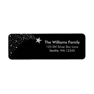 Silver Shooting Stars Return Address Label