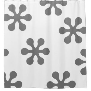 Silver Shower Curtain - Retro Flower Collection