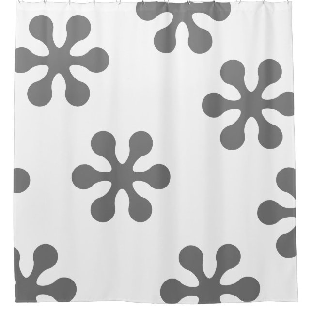 Silver Shower Curtain - Retro Flower Collection (Front)