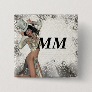 Silver showgirl 15 cm square badge