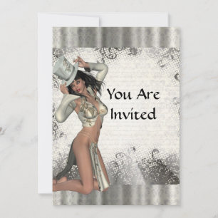 Silver showgirl invitation