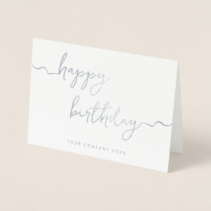 Silver Signature Script Business Birthday  Foil Card