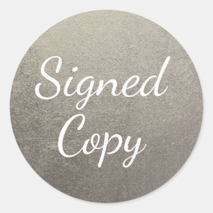 Silver Signed Copy Classic Round Sticker