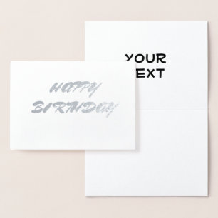 SILVER SIMPLE MINIMAL TEXT happy birth day CARD