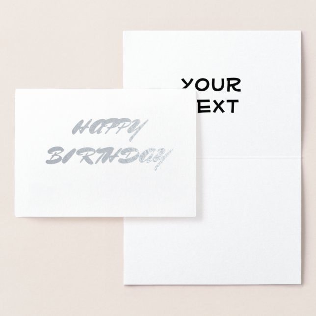 SILVER SIMPLE MINIMAL TEXT  happy birth day CARD (Display)