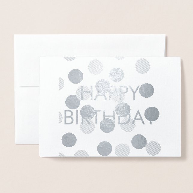 SILVER SIMPLE MINIMAL TEXT  happy birth day CARD (Front With Envelope)
