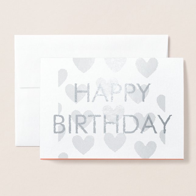 SILVER SIMPLE MINIMAL TEXT  happy birth day CARD (Front With Envelope)