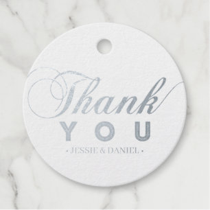 Silver Simple Modern Typography Thank you Favour Tags