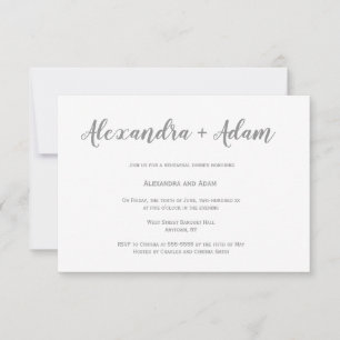 Silver simple rehearsal dinner invitations