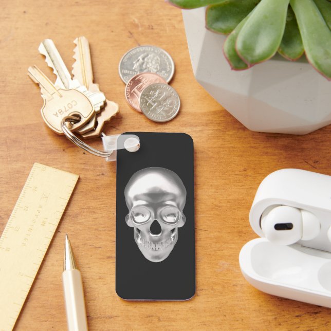 Silver skull, 3D optics - Key Ring (Desk)