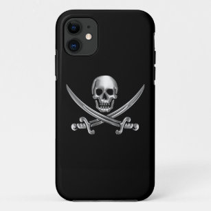 Silver Skull and Crossed Swords iPhone 11 Case