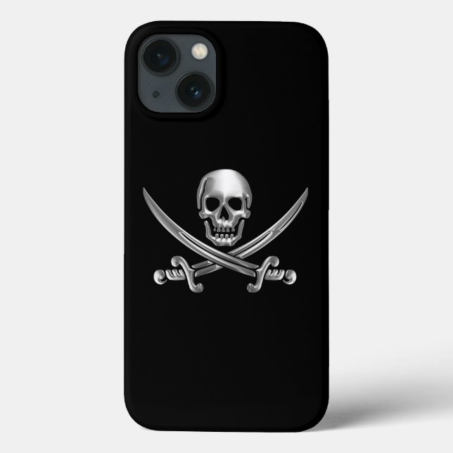 Silver Skull and Crossed Swords Case-Mate iPhone Case (Back)