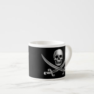 Silver Skull and Crossed Swords Espresso Cup