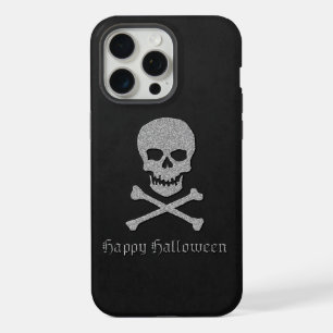 Silver Skull & Crossbones Halloween iPhone 15 Pro Max Case