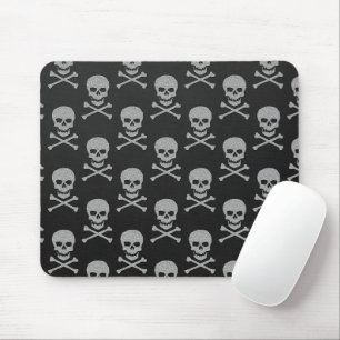Silver Skull & Crossbones Halloween Mouse Pad