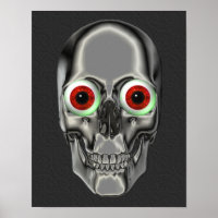 Silver Skull Red Eyeballs Fantasy Art