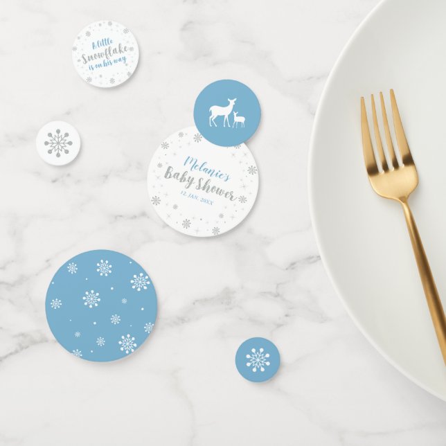 Silver & Sky Blue Winter Snowflake Boy Baby Shower Confetti (Group)