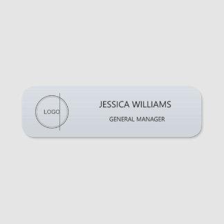 Silver Slate Modern Custom Logo Employee Template Name Tag