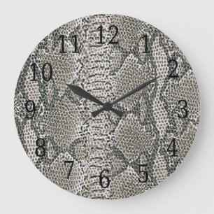 Silver Snake Skin Round Clock