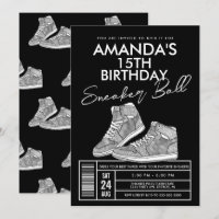 Silver Sneaker Ball Birthday Invitation
