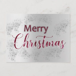 Silver Snow and Glitter Christmas Postcard