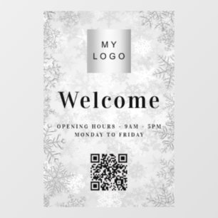 Silver snow business logo welcome opening QR code