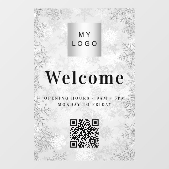 Silver snow business logo welcome opening QR code (Sheet)