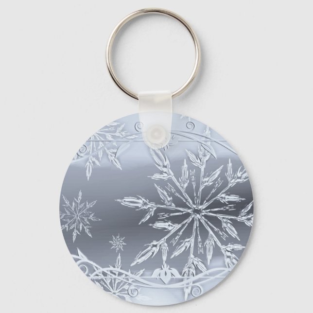 Silver snow christmas key ring (Front)