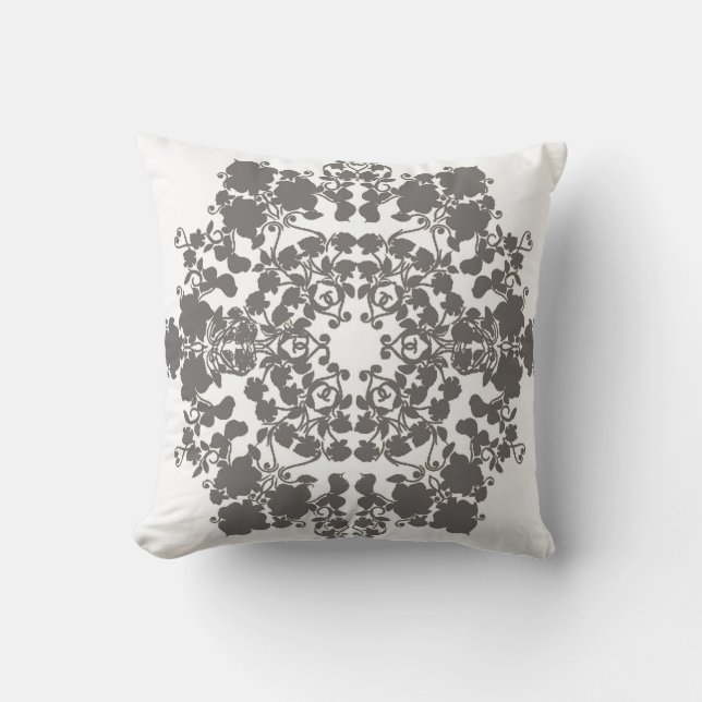 Silver Snow Flower Reversible Cushion (Front)