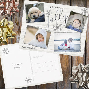 Silver Snowflake 4 Photo Jolly Christmas Postcard